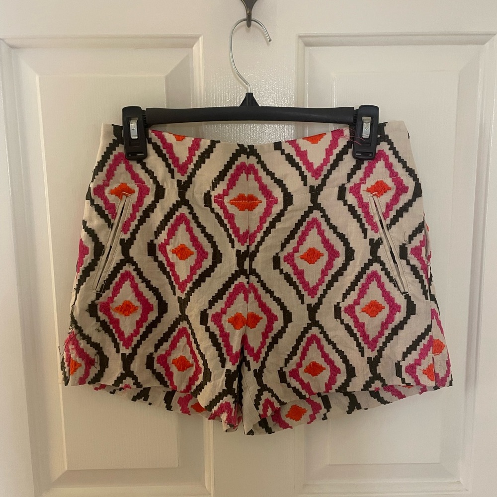 Ann Taylor High Waist Geometric Shorts - Pink, Orange, Black